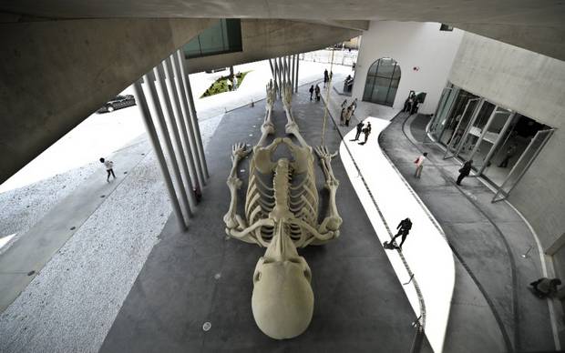 Óriás csontváz a római MAXXI modern művészeti múzeumban Óriás csontváz a római MAXXI modern művészeti múzeumban