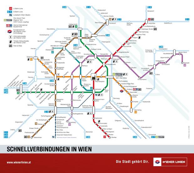 A bécsi metrótérkép a türkiz színű U5-ös vonallal