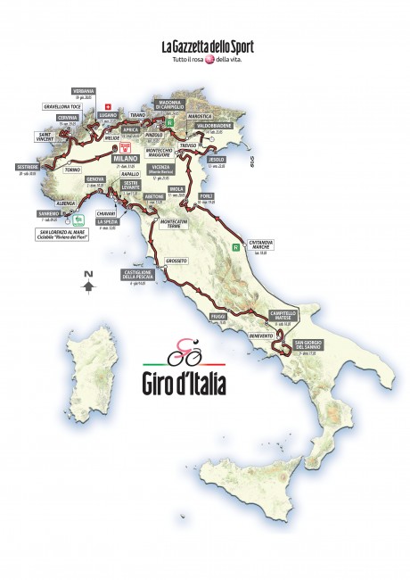 A Giro d'Italia 2015 térképe A Giro d'Italia 2015 térképe